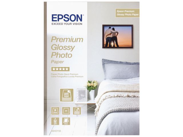 Epson Premium Glossy fotopapier A4 255g/mu00b2, C13S042155 (pak 15 vel)