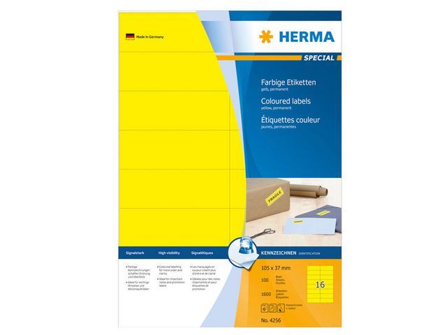 Etiket Herma ILC 105x37 geel/pak 1600