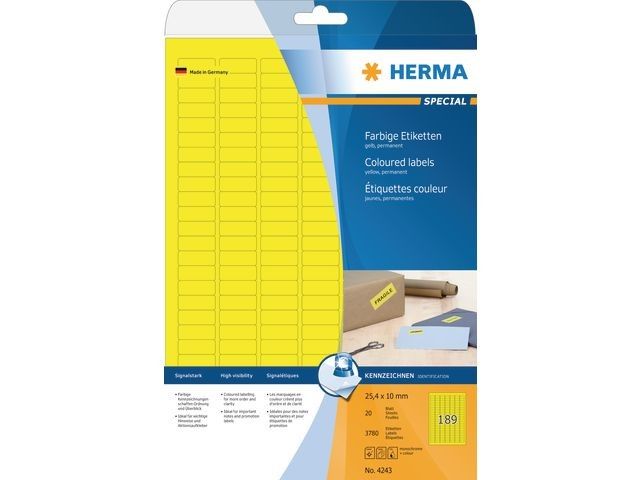 Etiket Herma ILC 25,4x10 geel/pk 3780