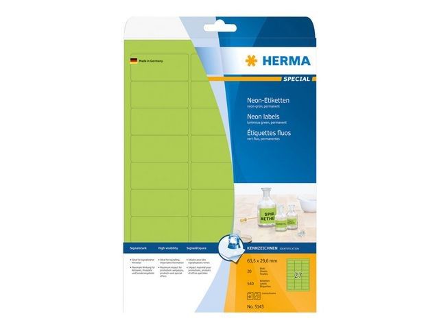 Etiket Herma 63x30mm fluor groen/pak 540