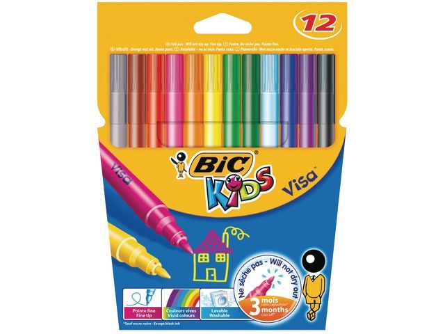 Viltstift Bic Kids Visacolor ass / pk12