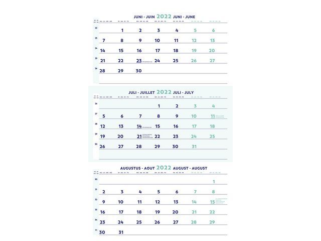Kalender 3-maands Brepols 4-talig