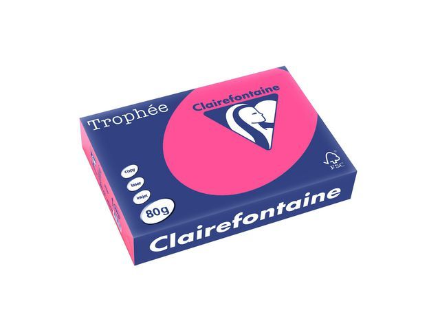 Clairefontaine Papier A4 80gr fluo roze (pak 500 vel)