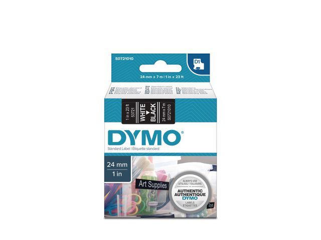 Tape Dymo D1 24 mm wit-zwart/doos 5