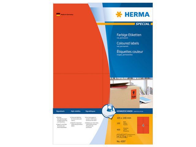 Etiket Herma ILC 105x148 rood/pak 400