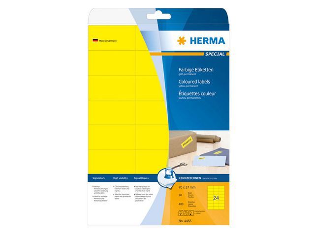 Etiket Herma ILC 70x37 geel/pak 480