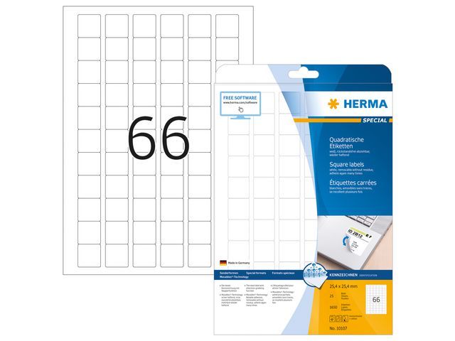 Etiket Herma verw. A4 25,4x25,4mm/pk1650