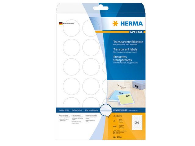 HERMA Transparante folie etiketten u00d8 40 mm (verpakking 600 stuks)