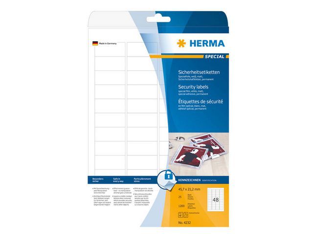 Herma Veiligheidsetiketten 45,7x21,2 mm (pak 1200 stuks)