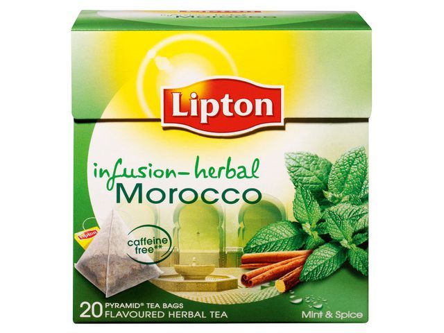 Lipton Marokkaanse thee, piramidevorm, theeblaadjes, zakje, 2 g (doos 12 x 20 stuks)