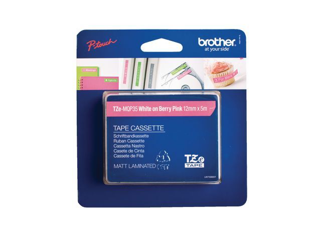 Tape Brother TZE-MQP35 12mm wit/rose