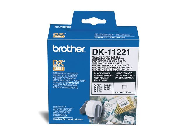 P-Touch Etiketten voor etiketprinters QL-serie 23 x 23 mm vierkant wit (rol 1000 stuks)