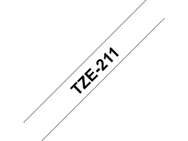 P-Touch TZE labeltapes Zwart op wit TZE-211 6 mm