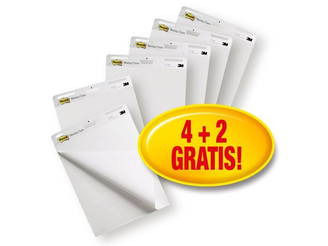 Flipoverpapier Post-it blanco 30v/ds 6bl