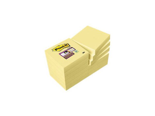 Post-itu00ae Super Sticky Notes Blok 48 x 48 mm, Geel, 12 stuks, 90 vellen (pak 12 blokken)