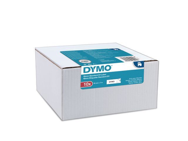 Tape Dymo D1 19MMX7M zw/wit/pk10