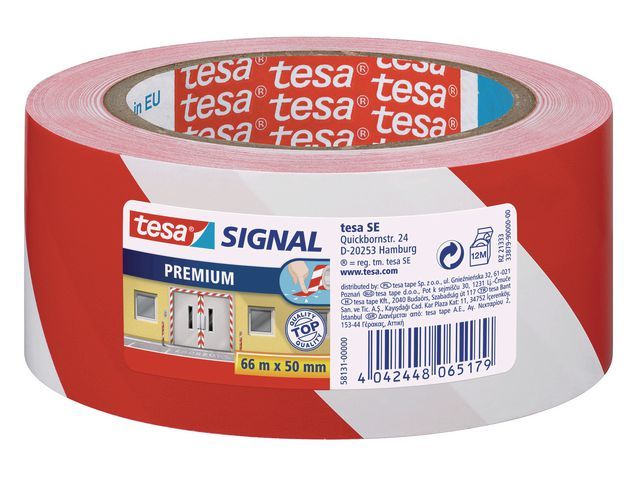 Markeringstape Tesa PVC 50mmx66m rood/wt