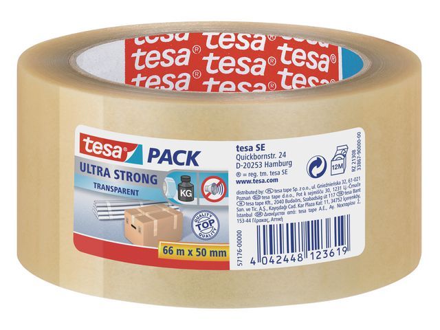 Verpakkingstape Tesa PVC 50mmx66m tr/pk6